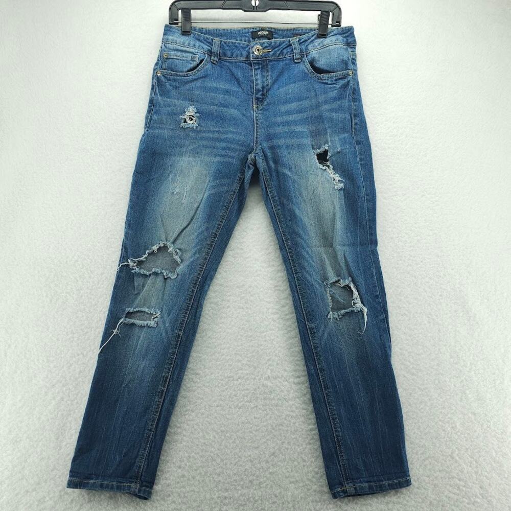 Kensie Womens Jeans 30x26 You Look Perfect Boyfriend Distressed Stretch Skinny